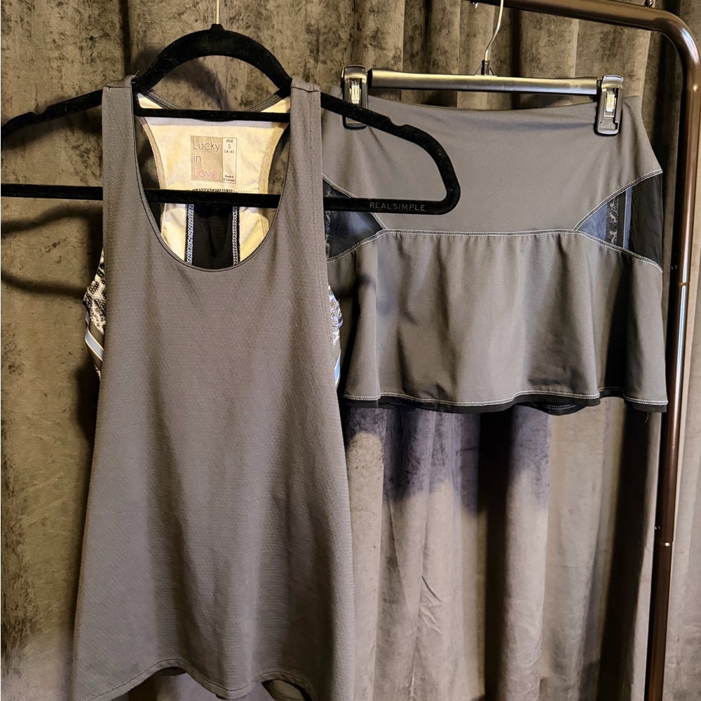 Lucky in Love Charcoal Tank Top and Matching Skort